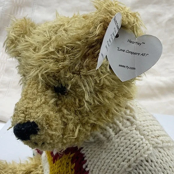 Ty 1993 Retired Attic Treasures Heartly Jointed Light Brown Teddy Bear - Picture 4 of 9